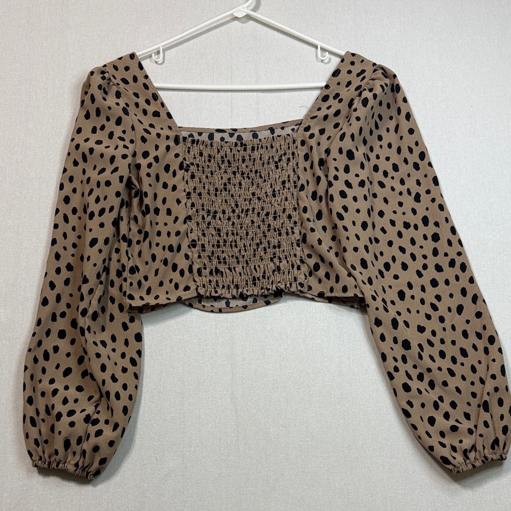 a new day Tan and Black Polka Dot Blouse - Picture 5 of 5